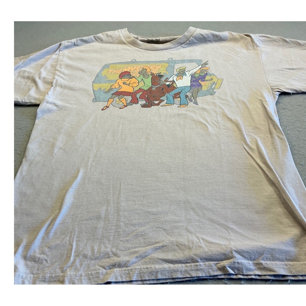 Scooby-Doo Mystery Machine Graphic Tee Tan Cotton Mens Large‎ Cartoon Shirt